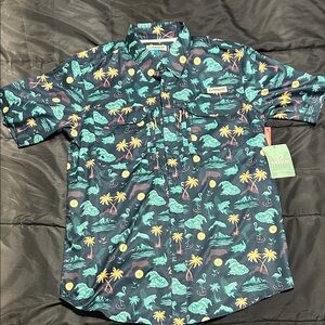 NWT Magellan Florida Print Shirt - Navy and Teal